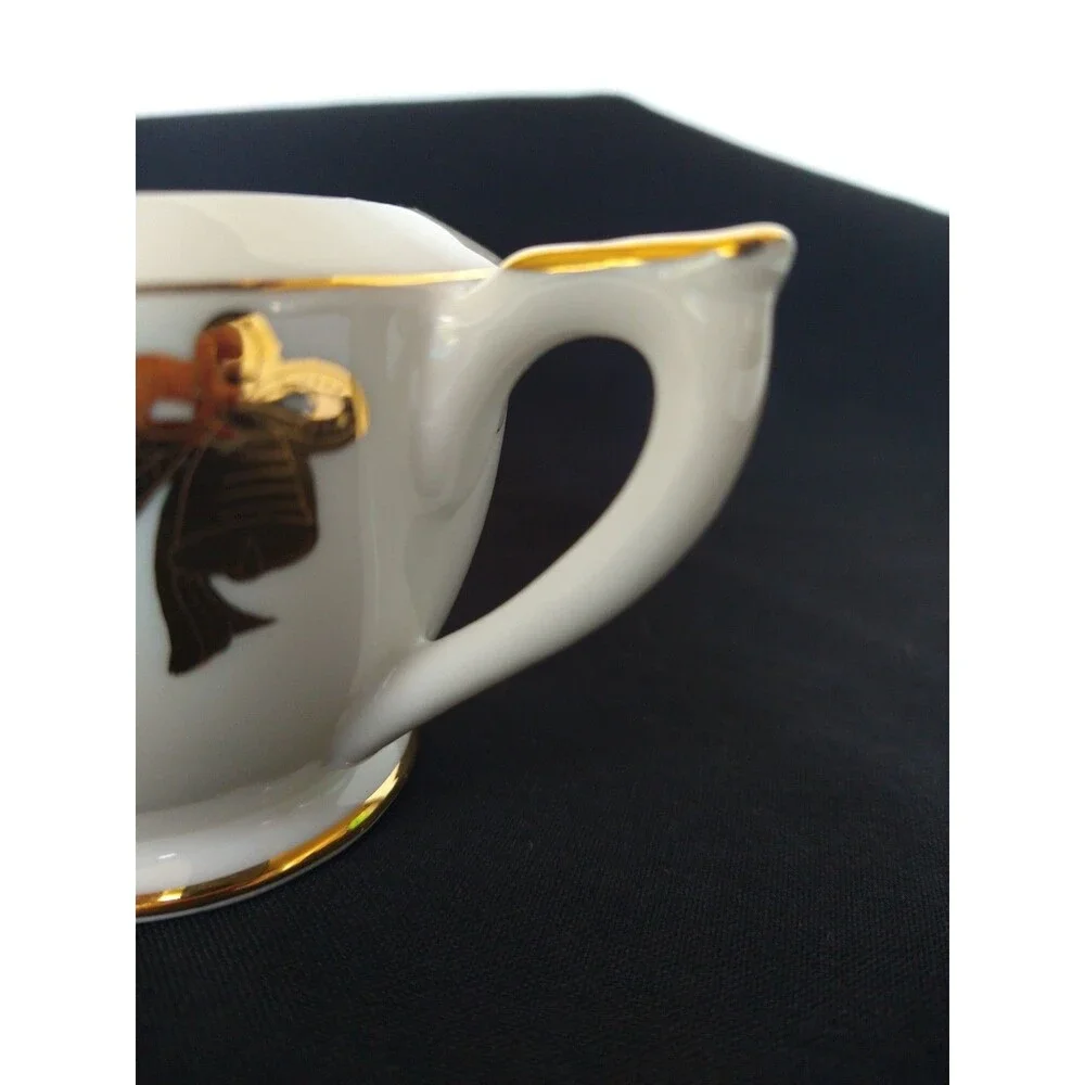 Vintage Lefton China Golden 50th Anniversary Gift Set Creamer & Sugar Bowl W/Lid